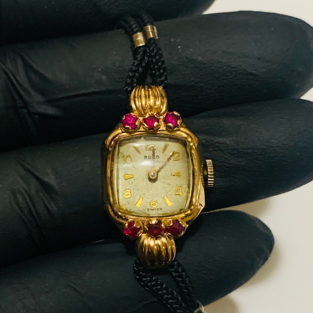 Pigeon Blood Ruby 18 KARAT ROSE PINK GOLD WATCH.